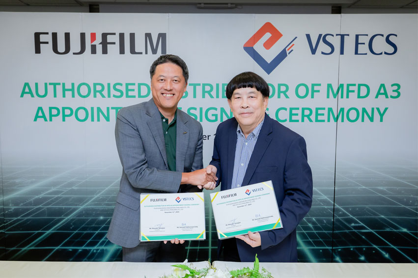 FUJIFILM Business Innovation Thailand strengthens its market leadership in office solutions and printers through a strategic partnership of Authorised distributor with VST ECS, a leading IT distributor in Thailand, aimed at expanding market reach and opti