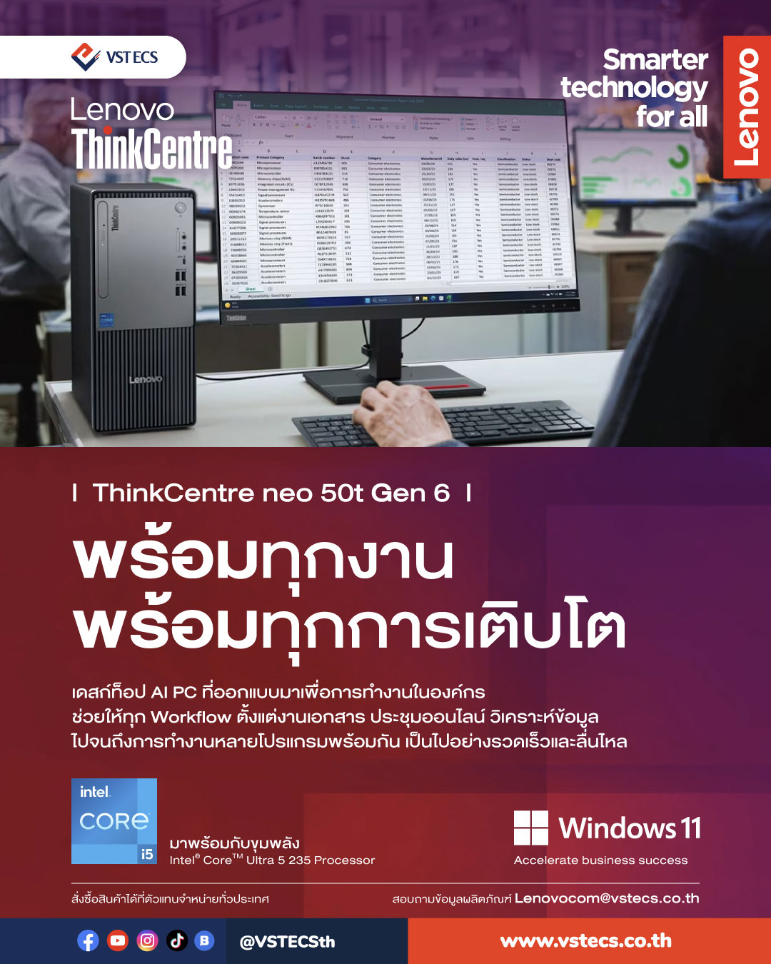 Lenovo ThinkCentre neo 50t Gen 6 เดสก์ท็อป AI PC