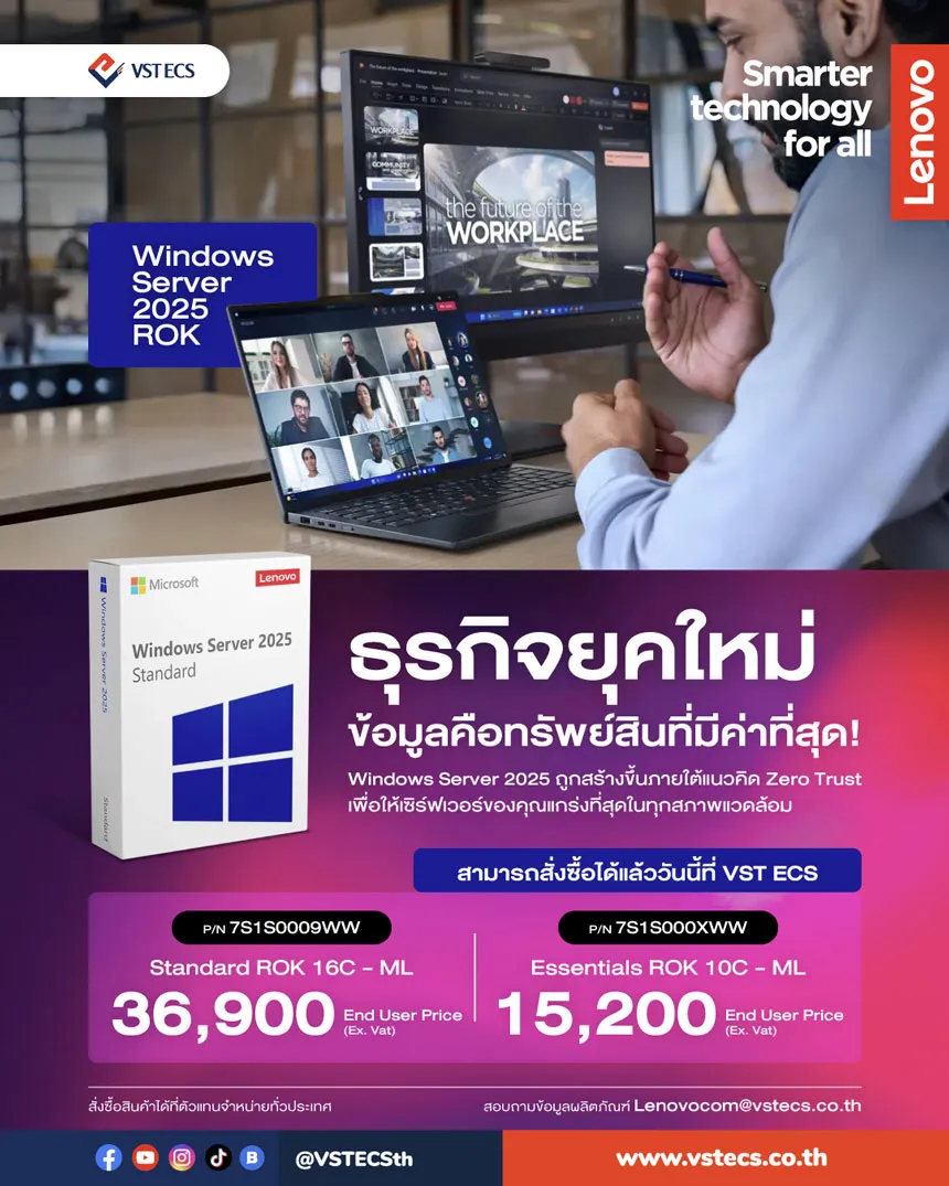 Windows Rok Lenovo Windows Server 2025 ROK - VST ECS (Thailand) Co., Ltd. A Member ...